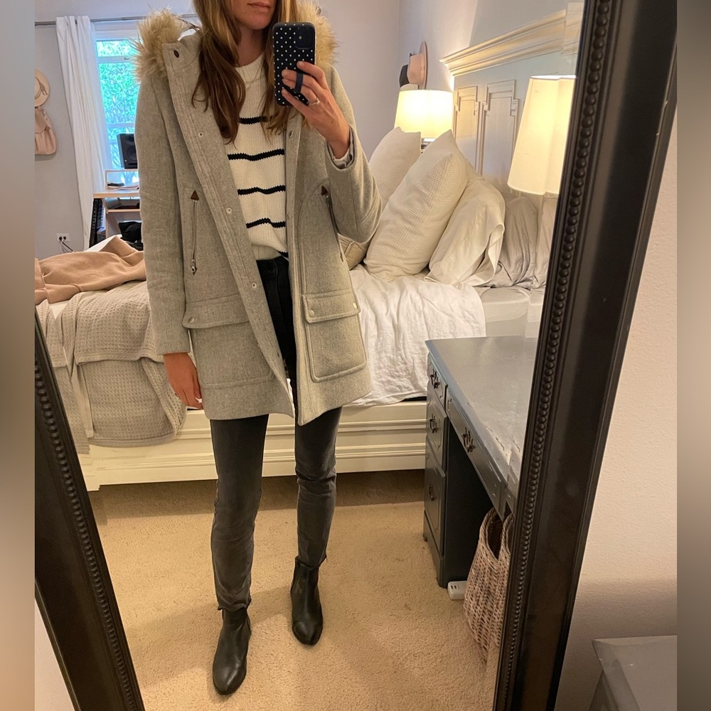 J crew Chateau parka coat in Italian stadium wool, gray size 4